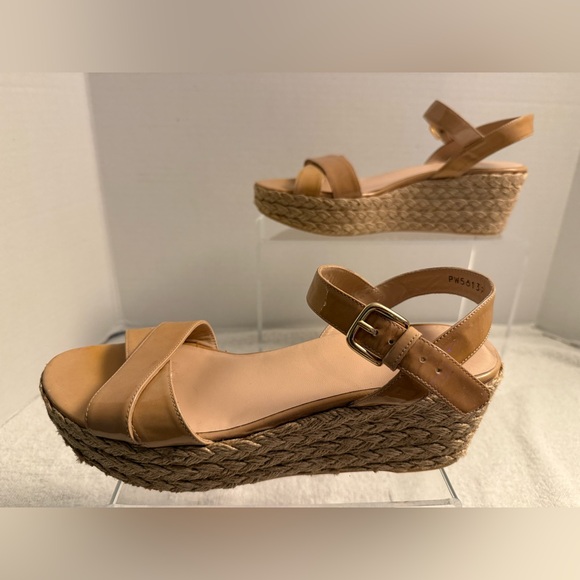 Stuart Weitzman Espadrille Wedge Sandals Nude Leather Size 8.5 | Italy - Picture 2 of 10